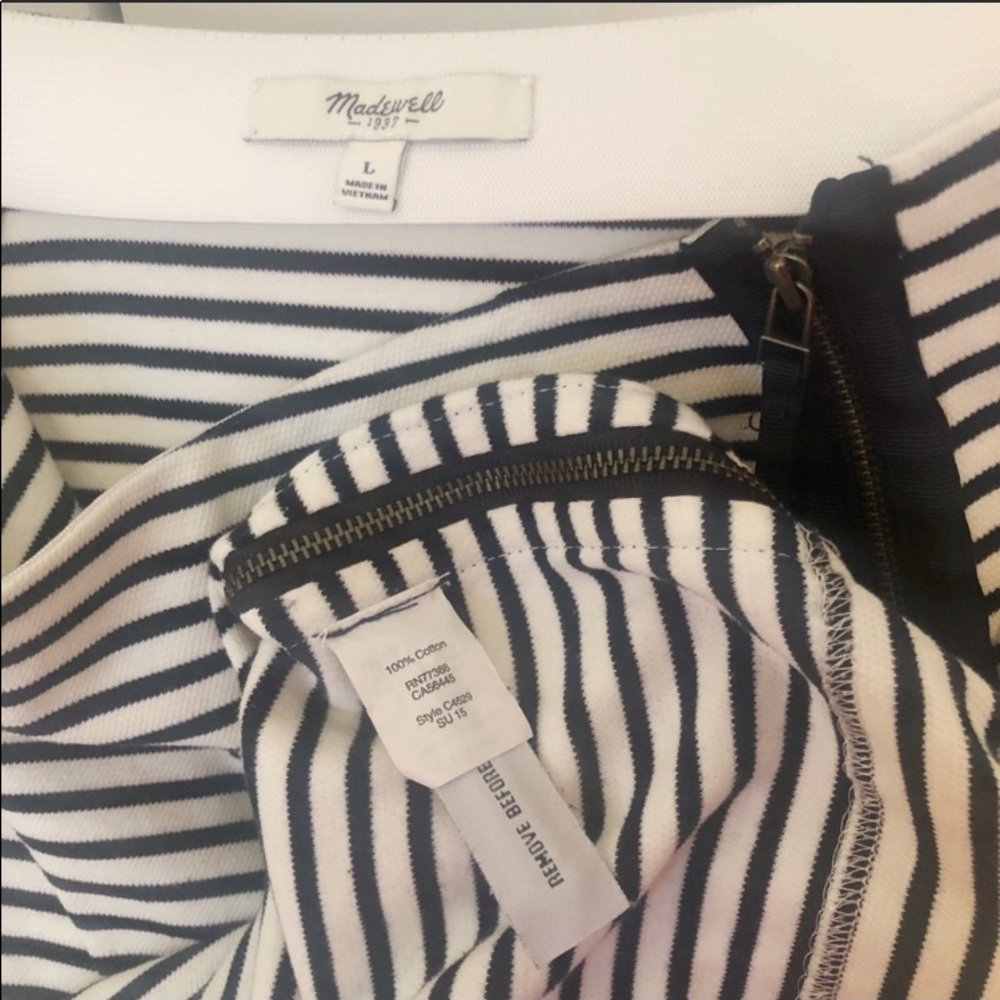 EUC Madewell Eventide Side Zip Navy Stripe Skirt L - Picture 4 of 4